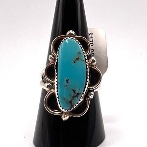 Sterling Silver Turquoise Southwestern Ring Size 10 Artisan Crafted